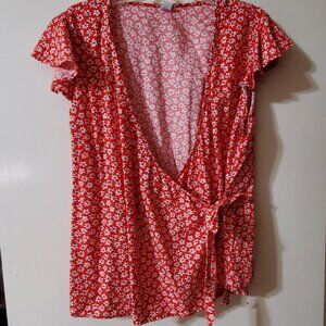 Old Navy Floral Wrap Blouse